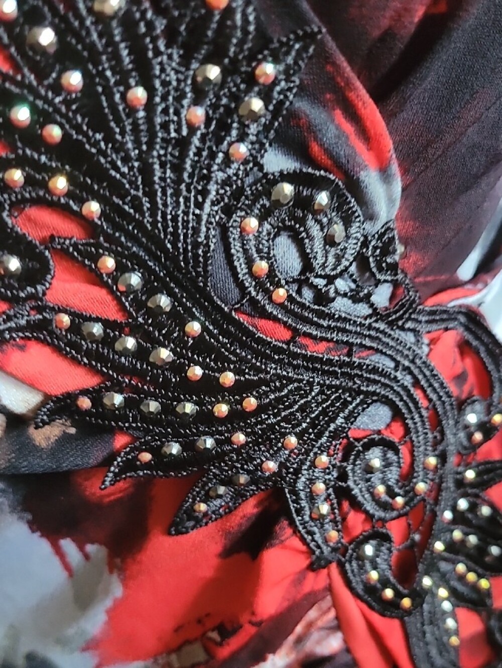 Boston Proper Red Black Wrap Midi Dress SUPER STRETCHY NEW WITH TAG S CRYSTALS - Picture 13 of 17